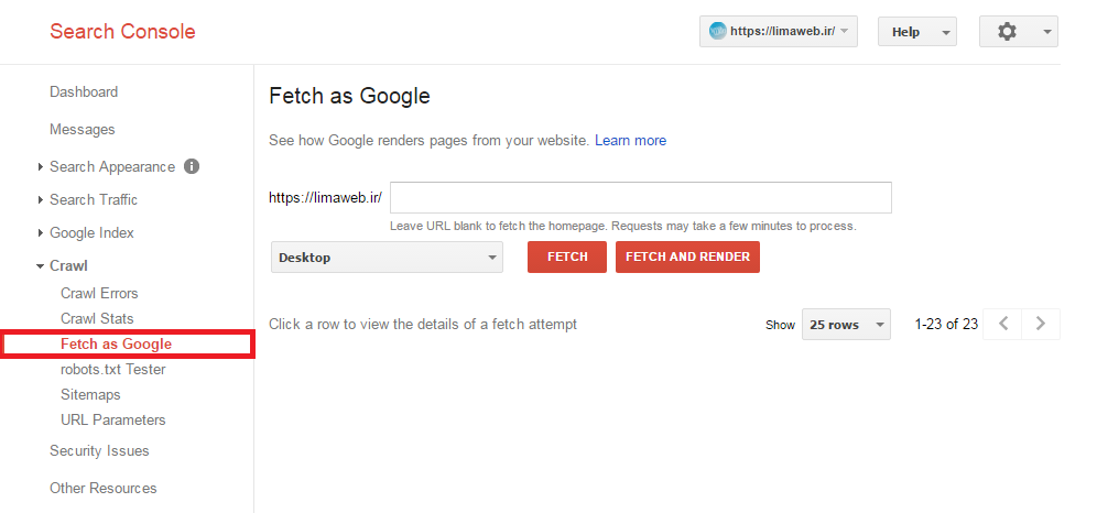استفاده از Fetch as Google برای ایندکس سایت