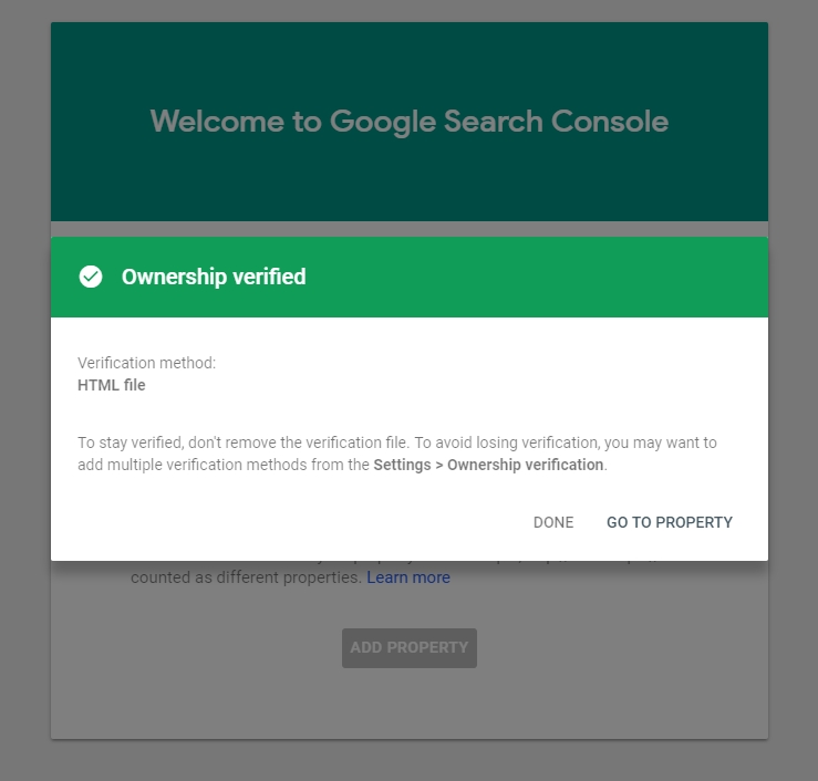 ثبت موفق سایت در کنسول جستجوی گوگل